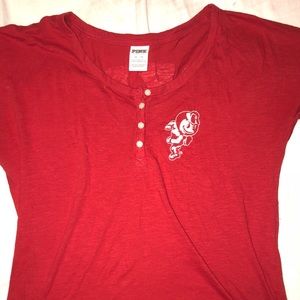 PINK: OSU Buckeye Mascot Logo Long Sleeve Henley